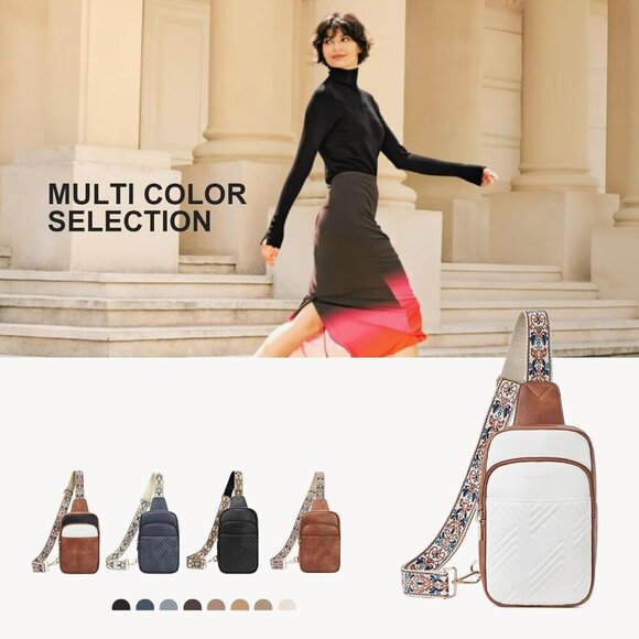 Sling Bag Quilted Crossbody Bags for Women Cross Body Purse Leather Fanny Pack w - Picture 9 of 9